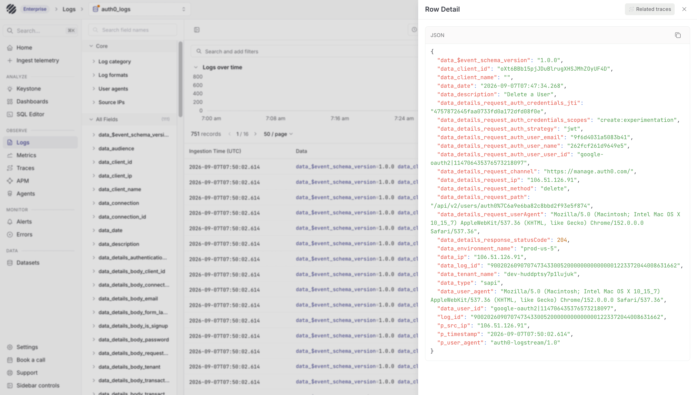 Auth0 logs in Parseable